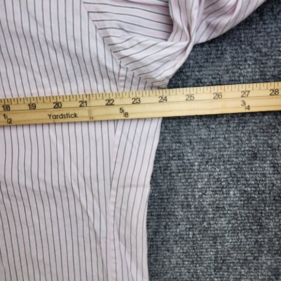 Thomas Pink Long Sleeve Button Up Shirt Men Cotton Striped Pink Slim Size 17 - Picture 6 of 14